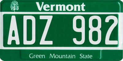 VT license plate ADZ982