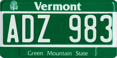 VT license plate ADZ983