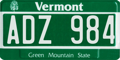 VT license plate ADZ984