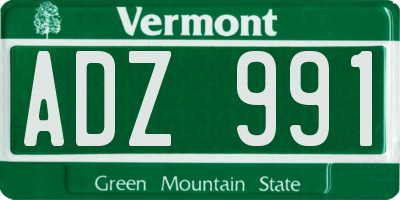 VT license plate ADZ991