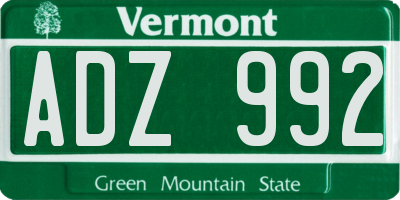 VT license plate ADZ992