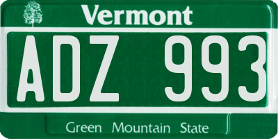 VT license plate ADZ993