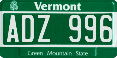 VT license plate ADZ996