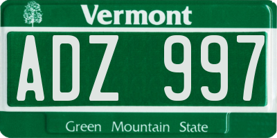 VT license plate ADZ997