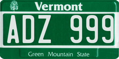 VT license plate ADZ999