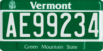VT license plate AE99234