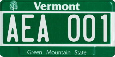 VT license plate AEA001