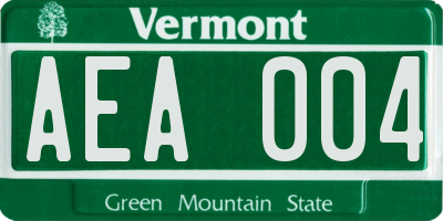 VT license plate AEA004