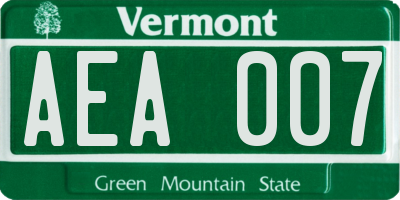 VT license plate AEA007