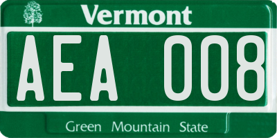 VT license plate AEA008