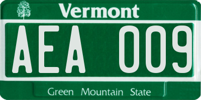 VT license plate AEA009