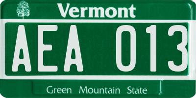 VT license plate AEA013