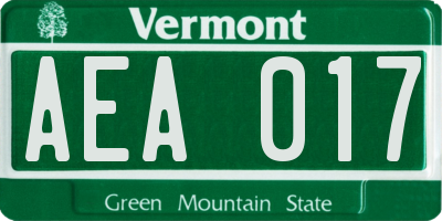 VT license plate AEA017
