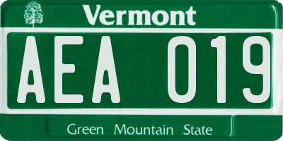 VT license plate AEA019