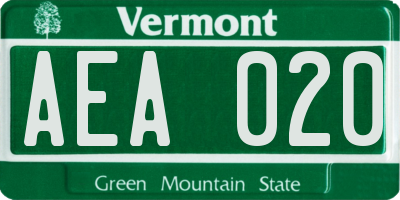 VT license plate AEA020