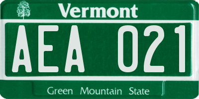 VT license plate AEA021