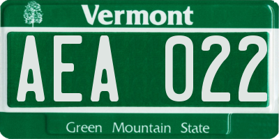 VT license plate AEA022