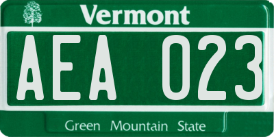 VT license plate AEA023