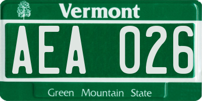 VT license plate AEA026