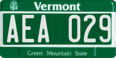 VT license plate AEA029