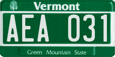 VT license plate AEA031
