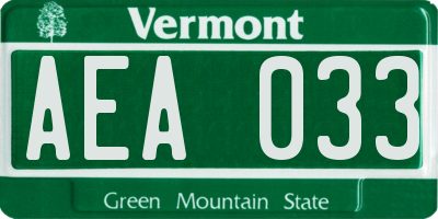 VT license plate AEA033