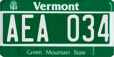 VT license plate AEA034