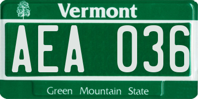 VT license plate AEA036