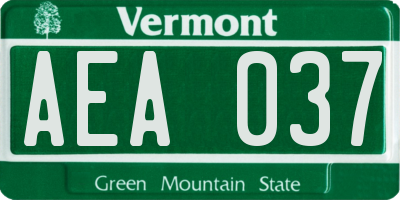 VT license plate AEA037