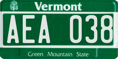 VT license plate AEA038