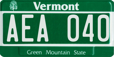 VT license plate AEA040