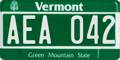 VT license plate AEA042