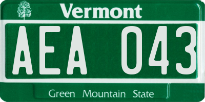 VT license plate AEA043