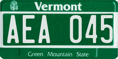 VT license plate AEA045