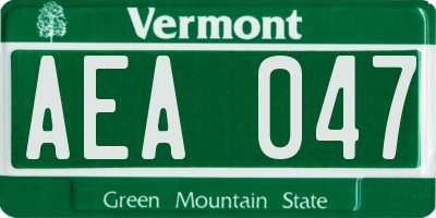 VT license plate AEA047