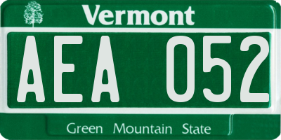 VT license plate AEA052
