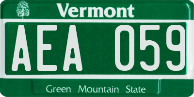 VT license plate AEA059
