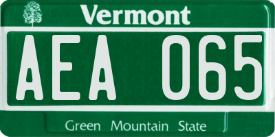VT license plate AEA065