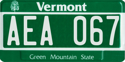 VT license plate AEA067