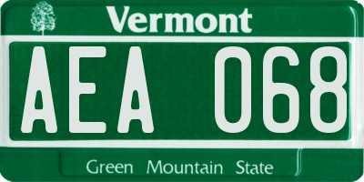 VT license plate AEA068
