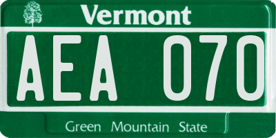 VT license plate AEA070