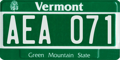 VT license plate AEA071