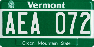 VT license plate AEA072