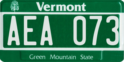 VT license plate AEA073