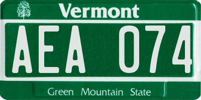 VT license plate AEA074