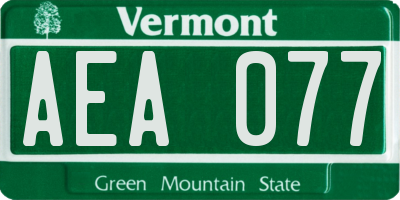 VT license plate AEA077