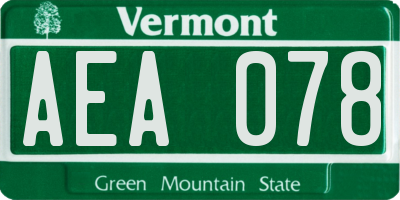 VT license plate AEA078