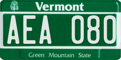 VT license plate AEA080