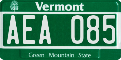 VT license plate AEA085