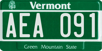 VT license plate AEA091